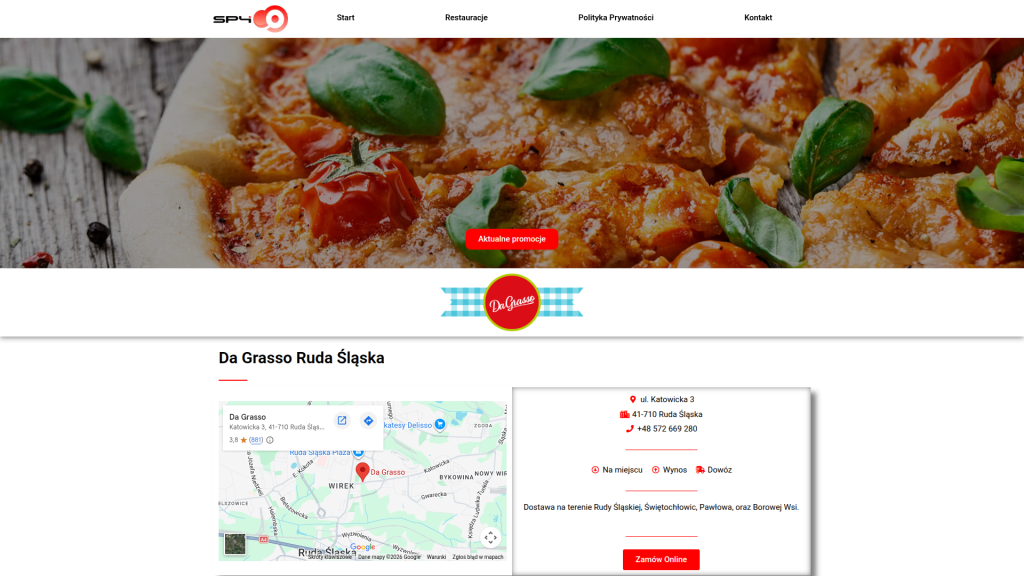 Strona pizzerii DaGrasso spyco.pl